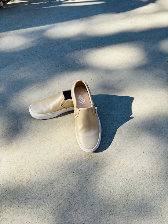 Vans Shoes - Vans Women’s Slip-On Loafers — Light Tan, or Metallic gold size 8.5